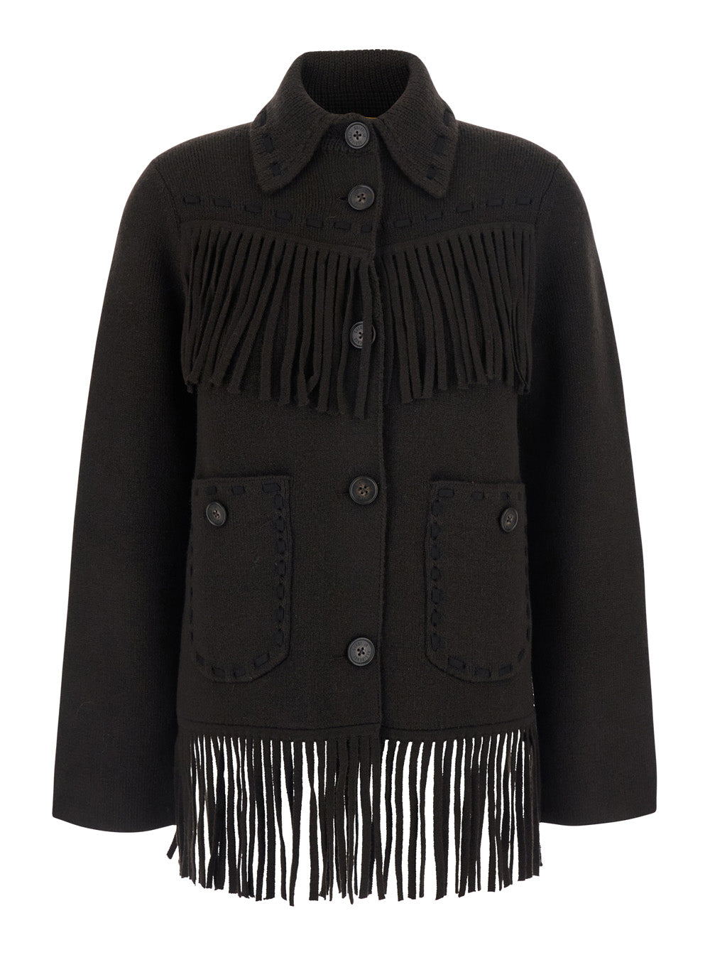 Guest In Residence Women Fringed Brown Jacket With Western Leather Details For Women GUEST IN RESIDENCE