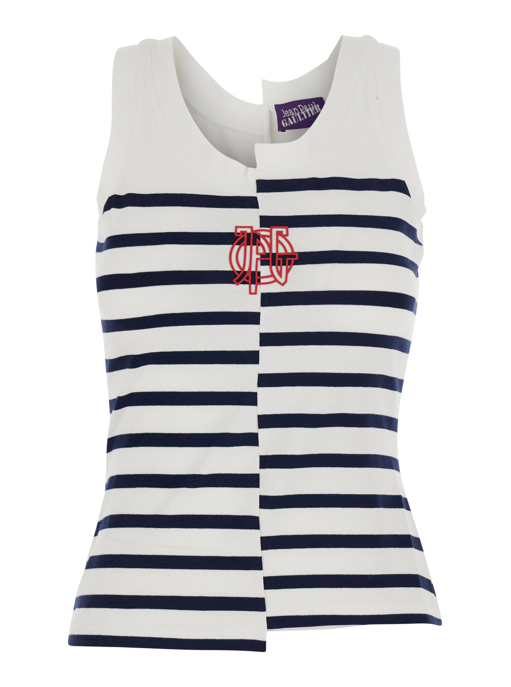 Jean Paul Gaultier Women Asymmetrical Top In Stretch Cotton With Logo Detail JEAN PAUL GAULTIER