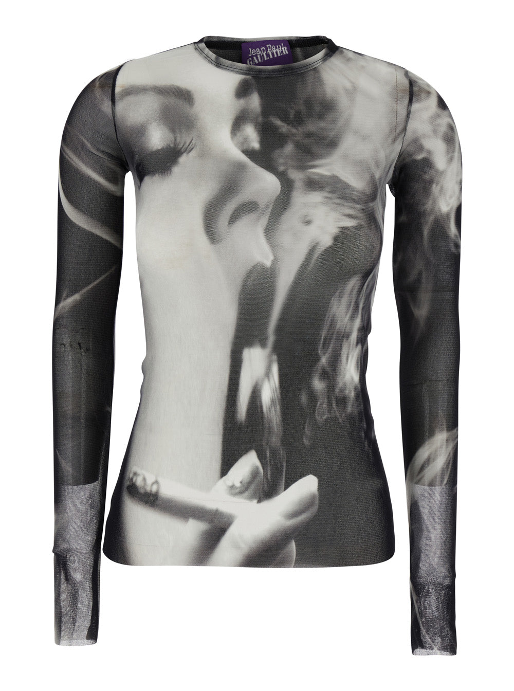 Jean Paul Gaultier Women Long Sleeve Top "Smoking Women" In Black And White Women JEAN PAUL GAULTIER