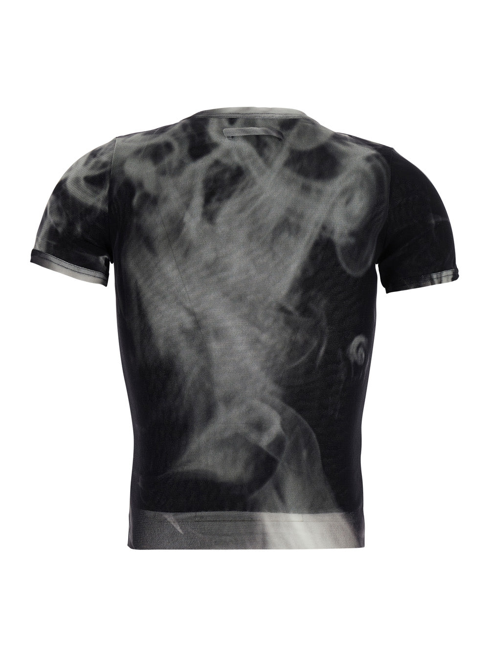 Jean Paul Gaultier Women Black Top With Short Sleeves And Smoking Women Print In Tech Fabric For Women JEAN PAUL GAULTIER