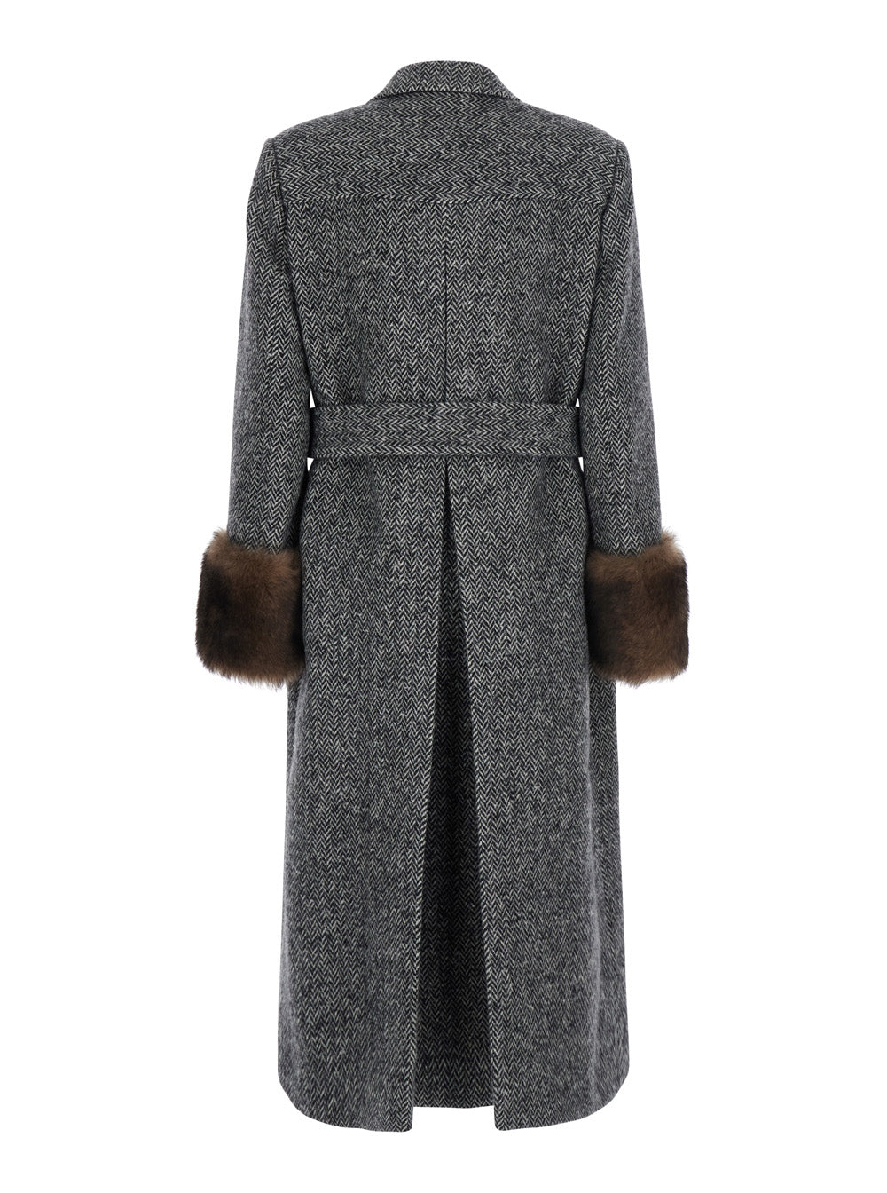 Valentino Women Coat With Notched Collar And Long Sleeves In Grey Wool For Men VALENTINO