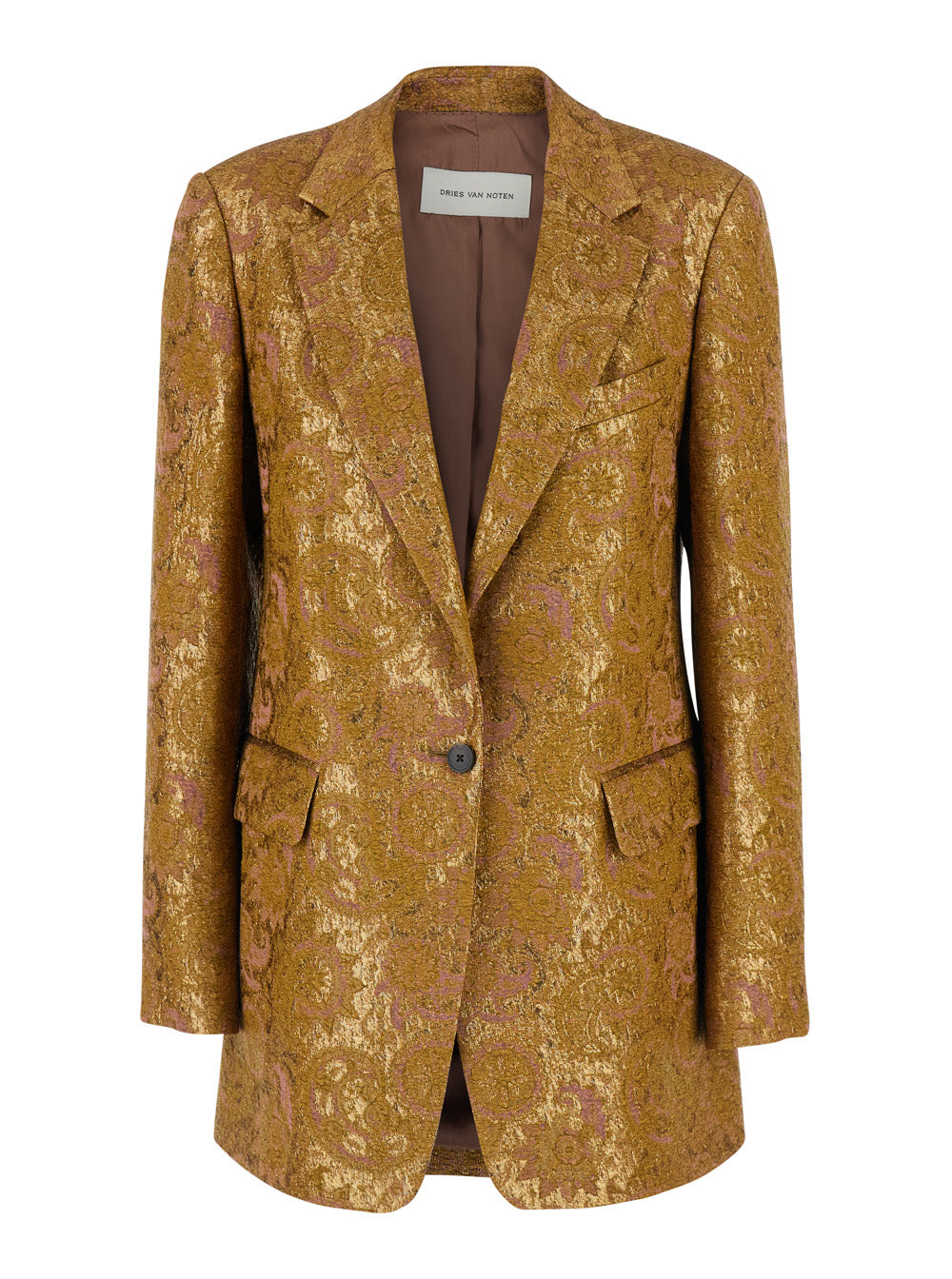Dries Van Noten Women Blanchet Jacket With Classic Collar And Long Sleeves In Tech Fabric Metallic Unisex DRIES VAN NOTEN