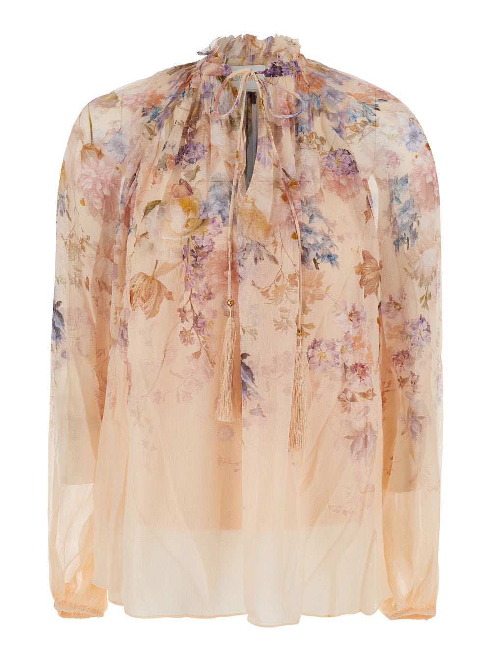 Zimmermann Women Valiant Billow Blouse With Wide Sleeves And Collar, In Viscose, Color Pink, Women ZIMMERMANN