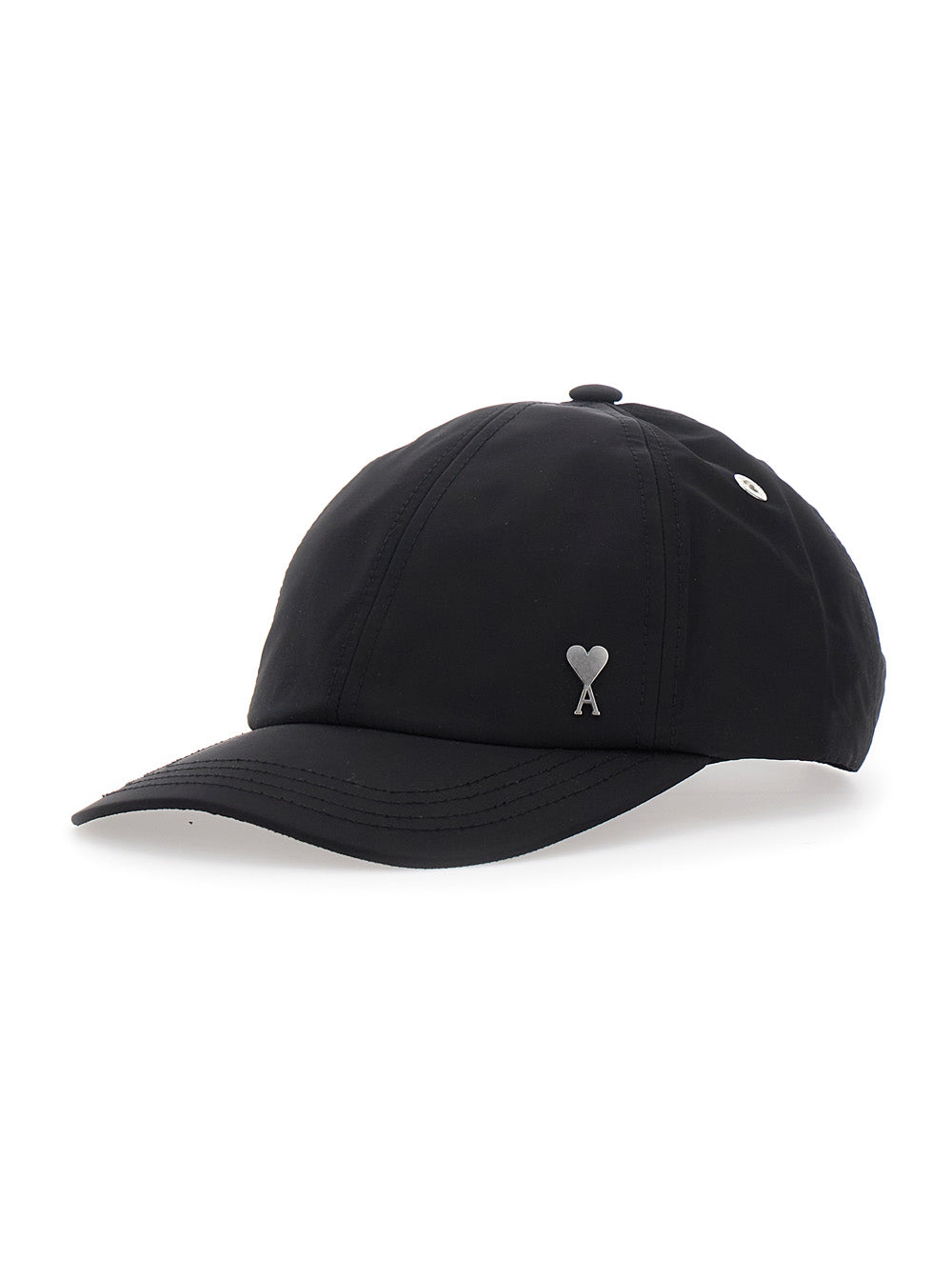 Ami Paris Men Ami De Coeur Stud Hat With Patch And Logo, In Tech Fabric, Black, Unisex AMI PARIS