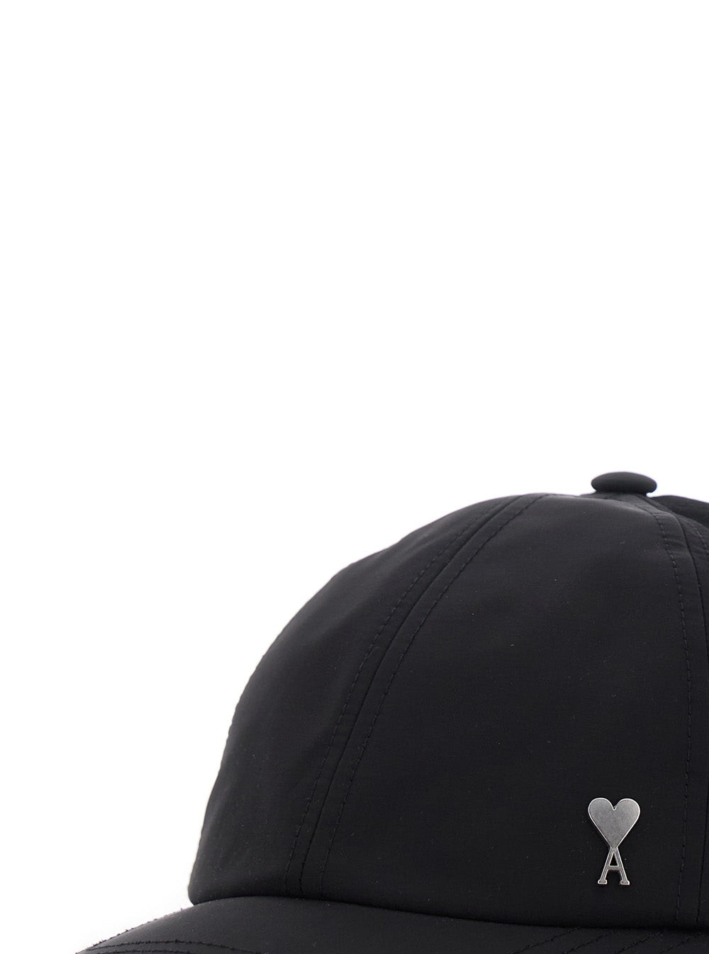 Ami Paris Men Ami De Coeur Stud Hat With Patch And Logo, In Tech Fabric, Black, Unisex AMI PARIS