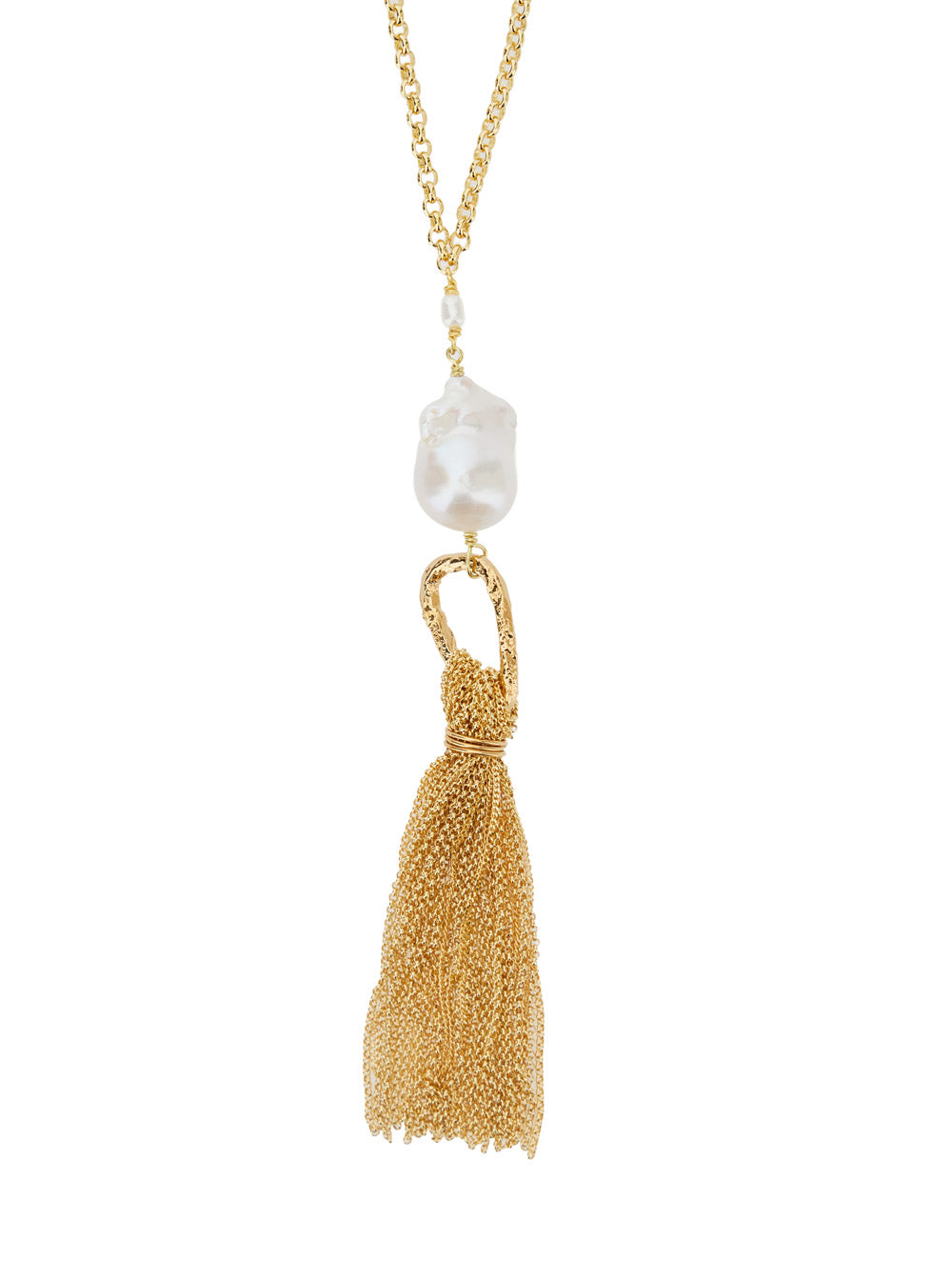 Forte_Forte Women Sculptural Necklace With Fringes And Metallic Pearls For Women FORTE FORTE