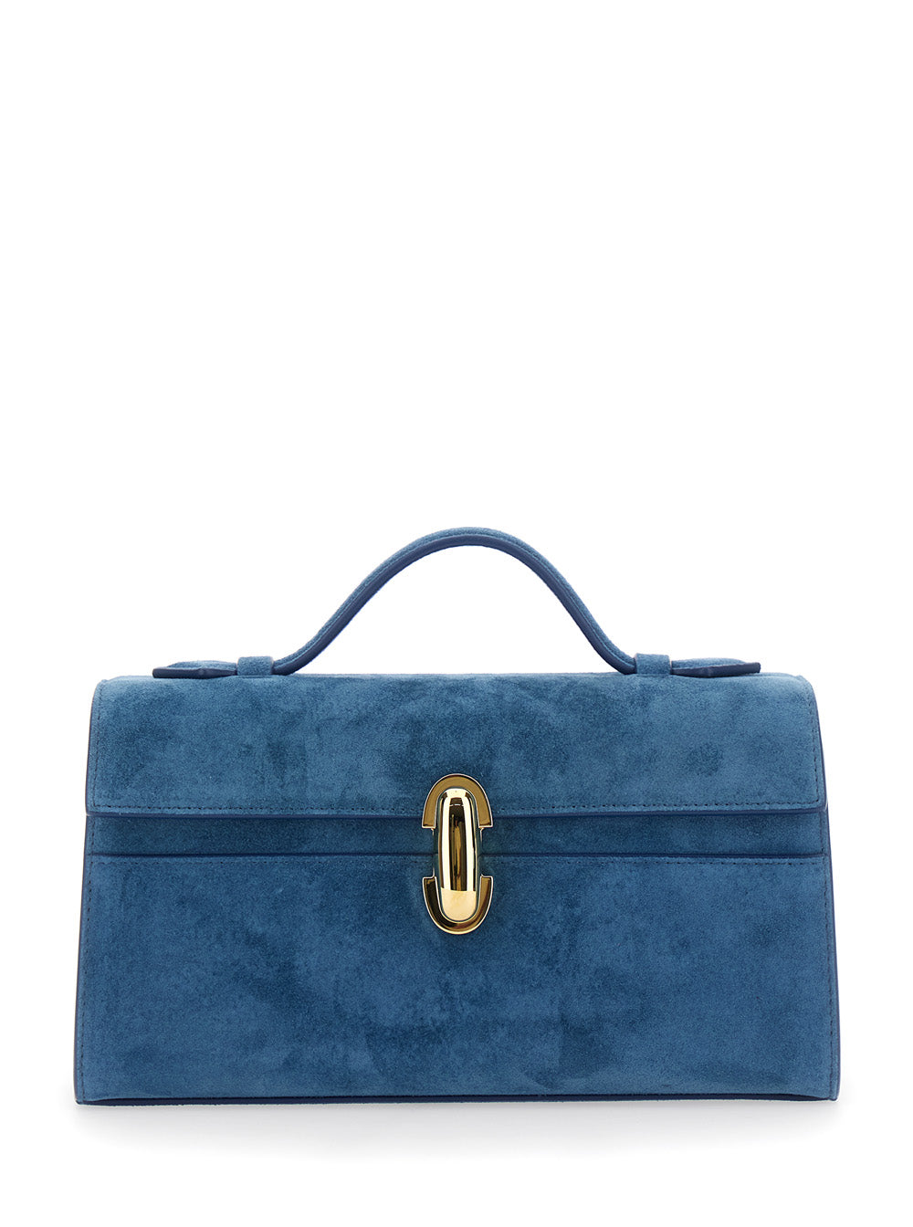 Savette Women Symmetry Clutch In Suede With Elegant Details And Blue Unisex Suede SAVETTE