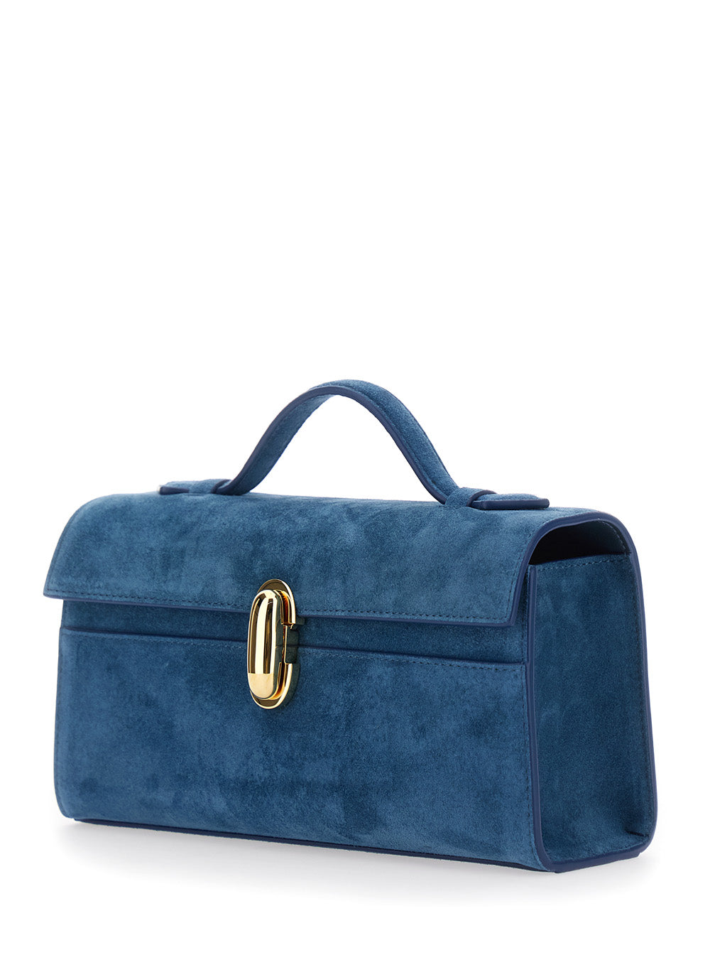 Savette Women Symmetry Clutch In Suede With Elegant Details And Blue Unisex Suede SAVETTE