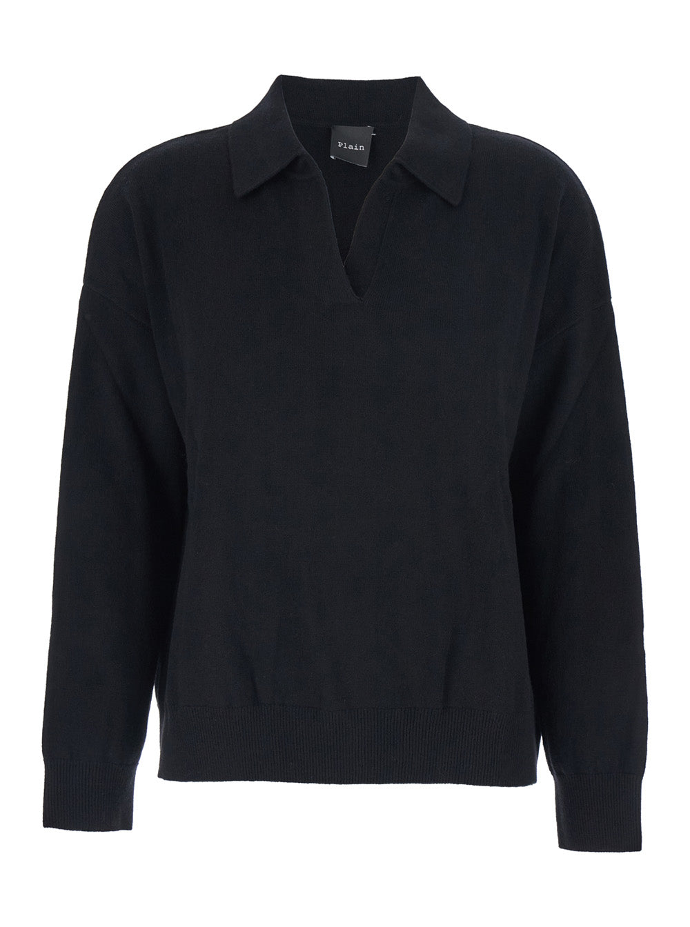 Leplain Women Polo Shirt Neck Knit 12Gg With High Collar And Long Sleeves In Black Cashmere For Women LEPLAIN