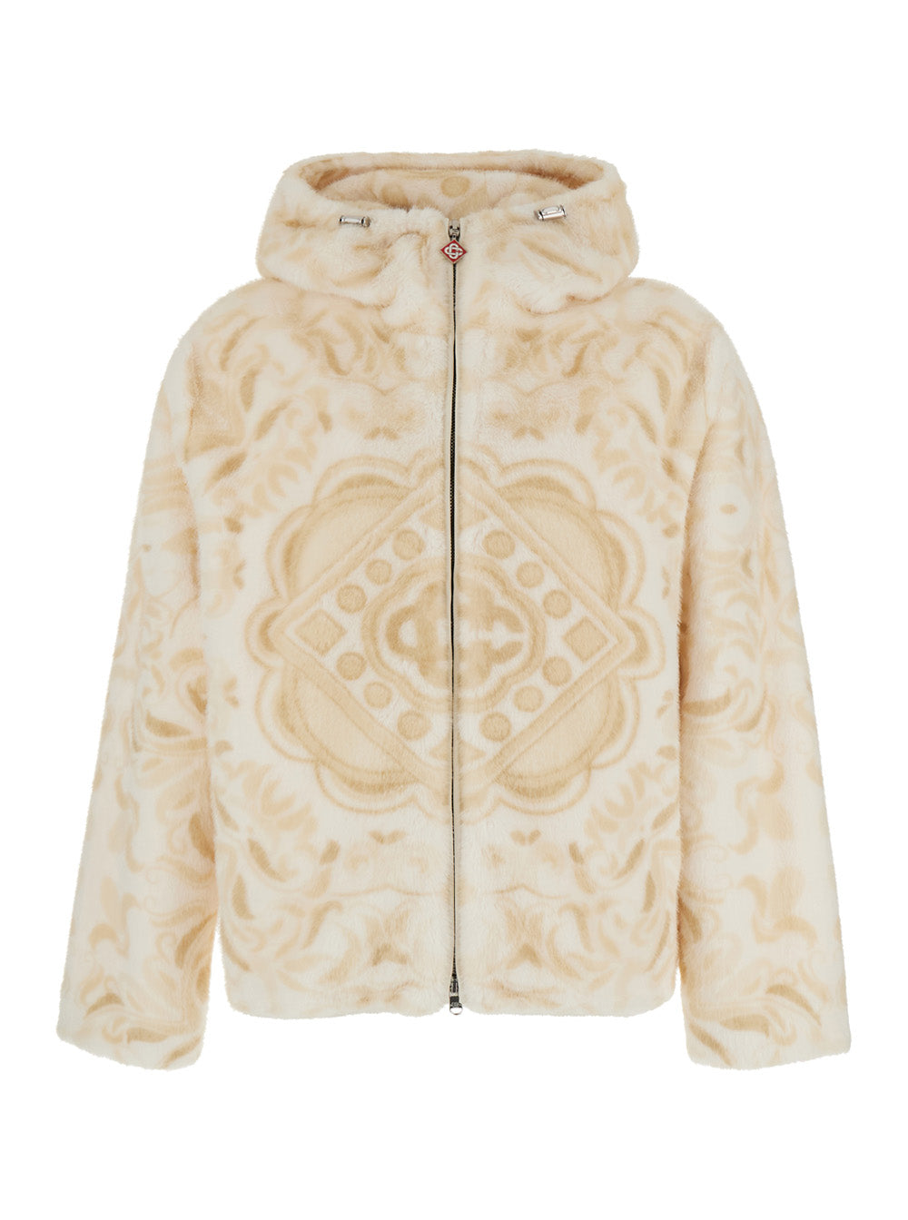 Casablanca Men Faux Fur Hoodie With Hood And Pockets In 30% Wool 35% Polyester 20% Fabric 15% Acetate Beige Man CASABLANCA
