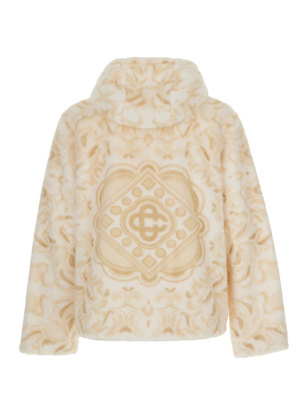 Casablanca Men Faux Fur Hoodie With Hood And Pockets In 30% Wool 35% Polyester 20% Fabric 15% Acetate Beige Man CASABLANCA