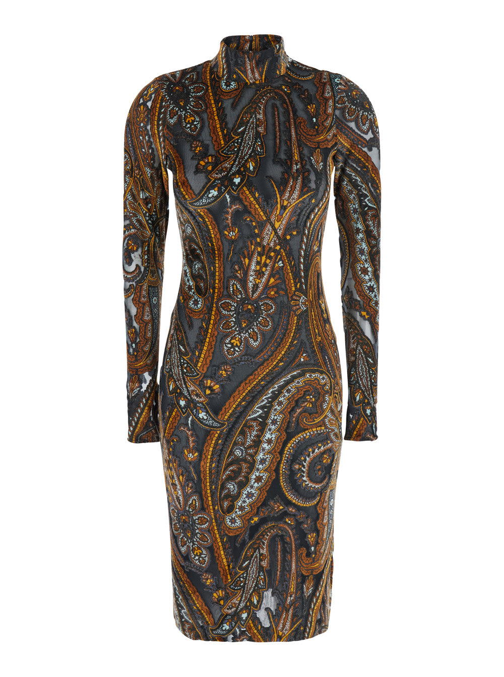 Etro Women Multicolor High-Neck Dress With All-Over Print In Tech Fabric For Women ETRO