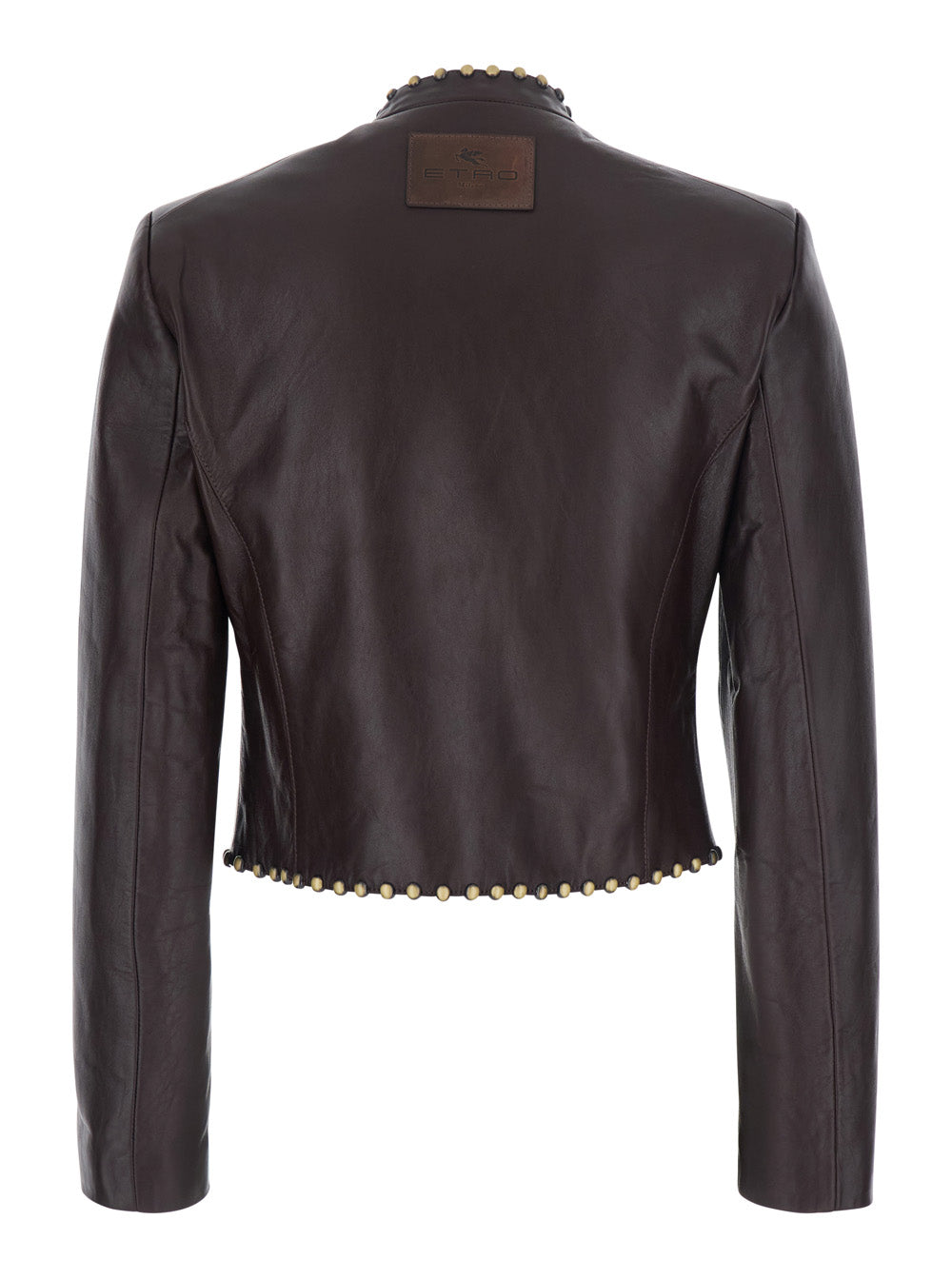 Etro Women Leather Jacket With Elegant Details And Soft Brown Lining For Men ETRO