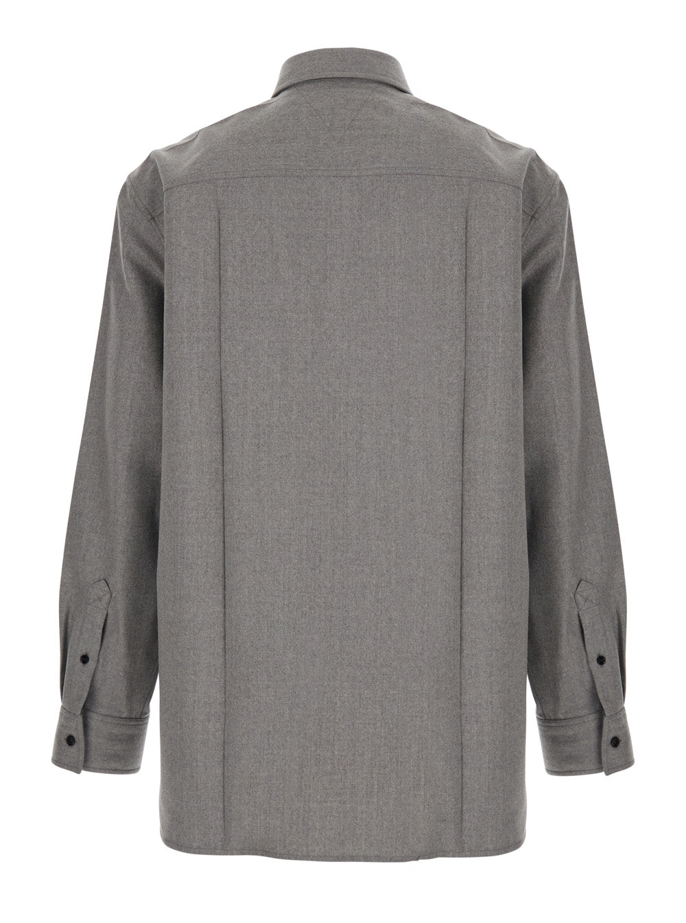 Bottega Veneta Men Compact Wool 
Flannel Shirt/
Sterling 
Melange BOTTEGA VENETA
