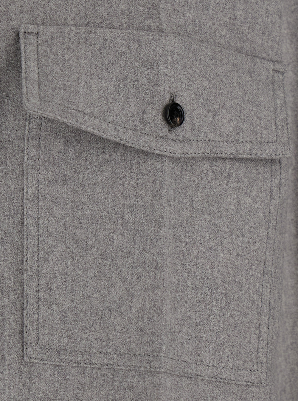 Bottega Veneta Men Compact Wool 
Flannel Shirt/
Sterling 
Melange BOTTEGA VENETA