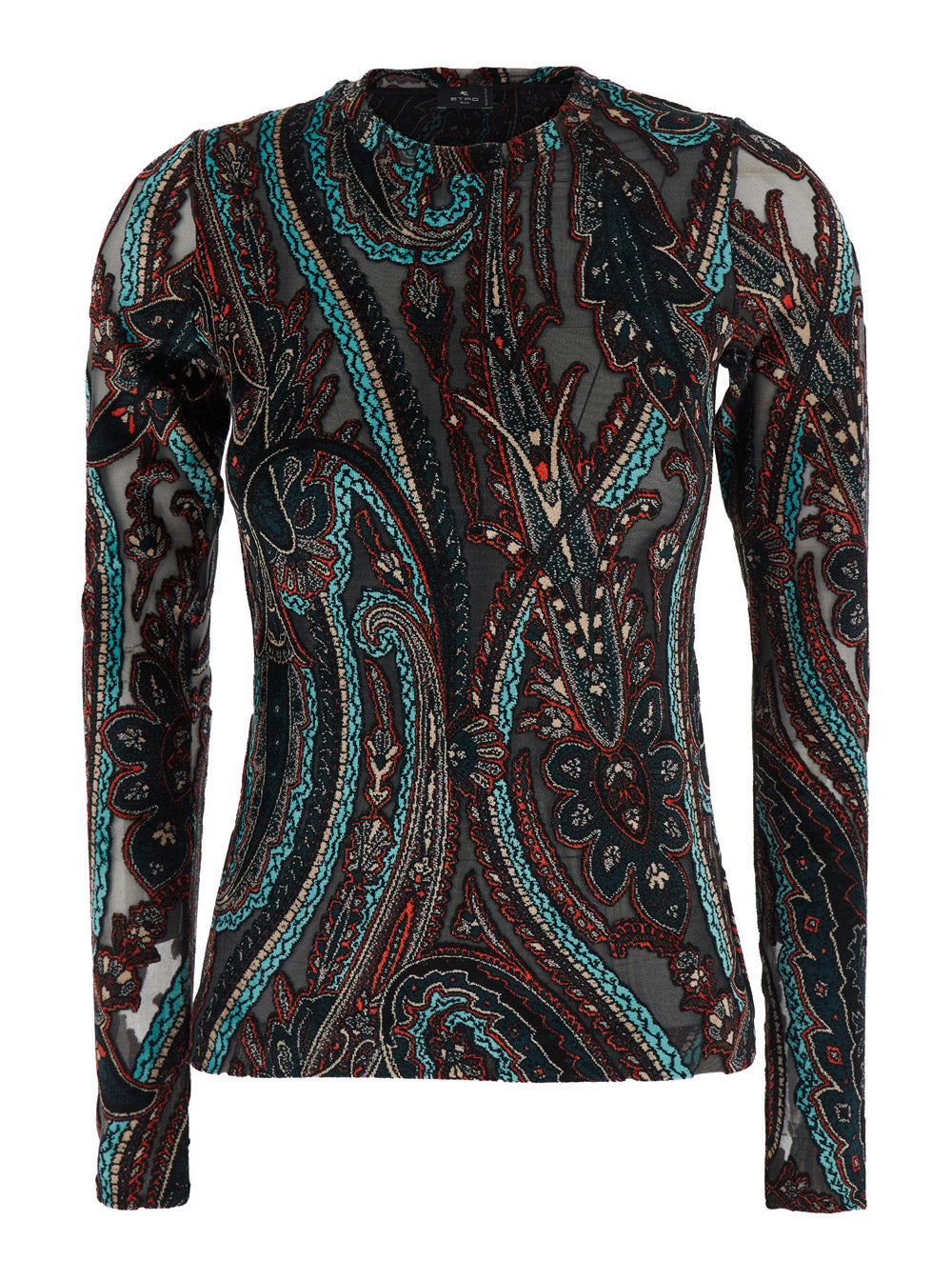 Etro Women Devorè Top Multicolor With Long Sleeves And Round Neckline In Natural Fabric For Women ETRO