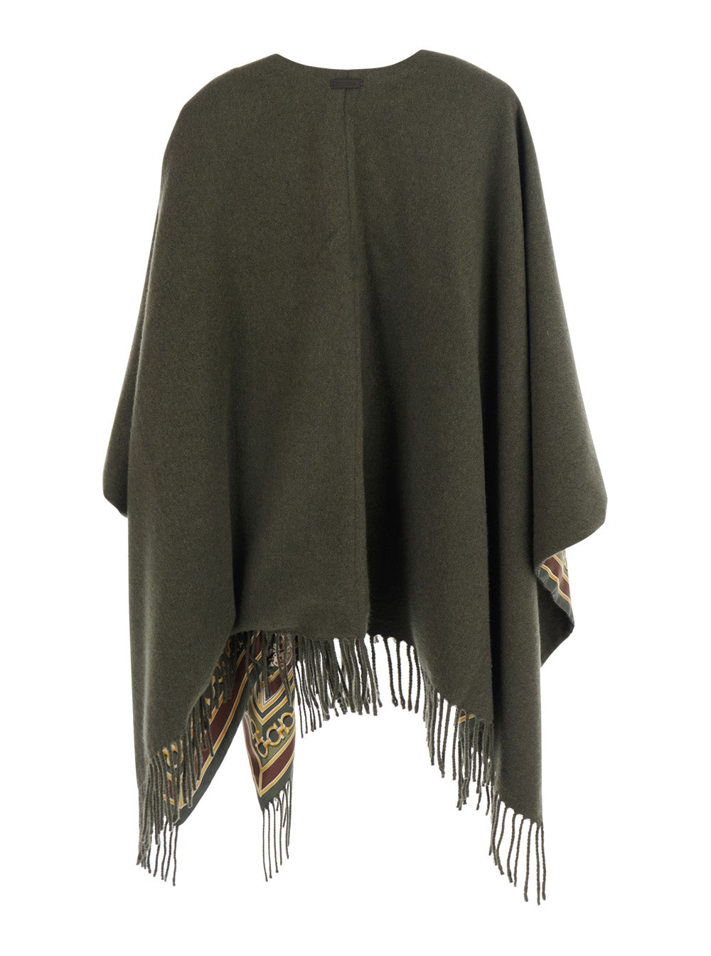 Ferragamo Women Green Cape With Elegant Leather Details For Women FERRAGAMO