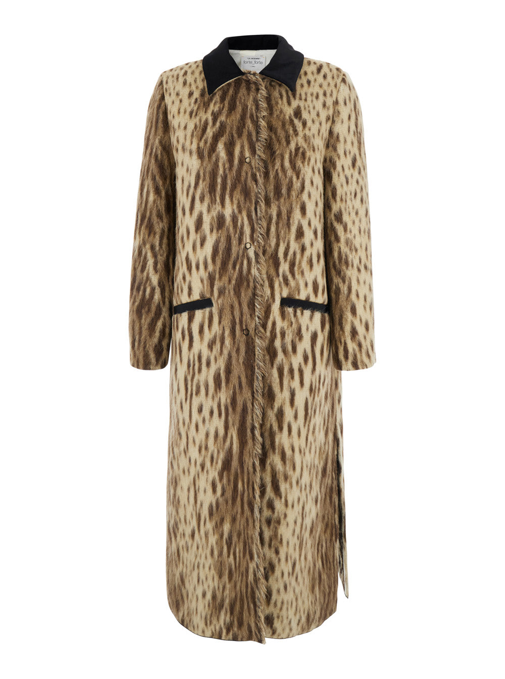 Forte_Forte Women Coat 'Royal Leopard' Long Jacquard With Long Sleeves And Front Closure. Beige Color. Woman. FORTE FORTE