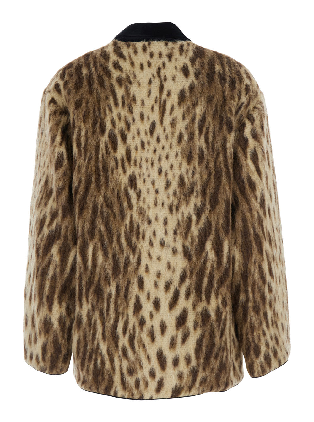 Forte_Forte Women Coat "Royal Leopard" With Collar And Long Sleeves In Jacquard, Beige, Woman FORTE FORTE