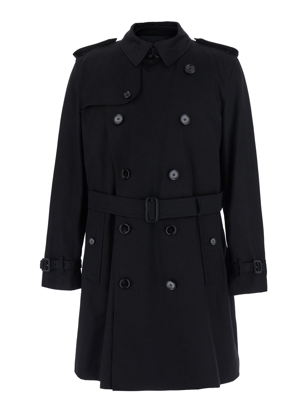 Burberry Men Trench With Detachable Detail In Black BURBERRY