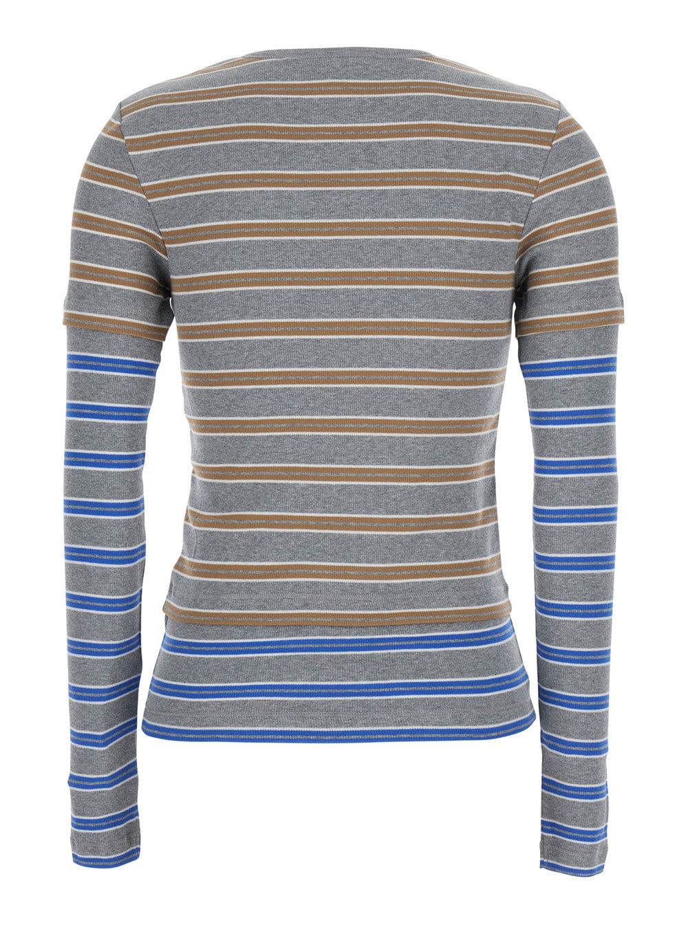 Ganni Women Long Sleeve Mesh Top With Blue Details GANNI