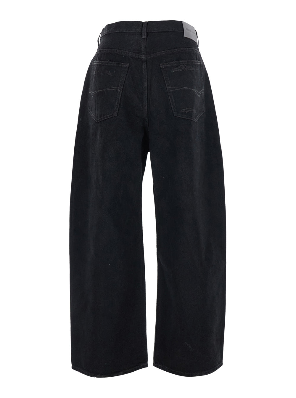 Balenciaga Men Black Jeans With Logo Patch On The Back And Wide Leg In Denim For Men BALENCIAGA