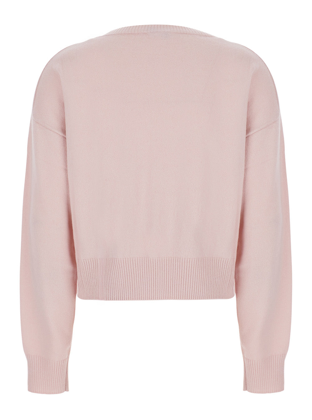 Leplain Women Pink Cropped Crewneck Sweater With Ribbed Trims In Cashmere Women LEPLAIN