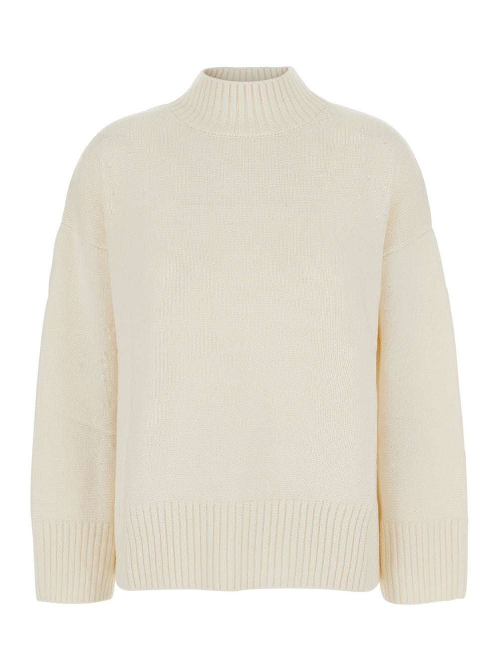 Leplain Women White Sweater With Mock Neck And Dropped Shoulders In Cashmere For Women LEPLAIN
