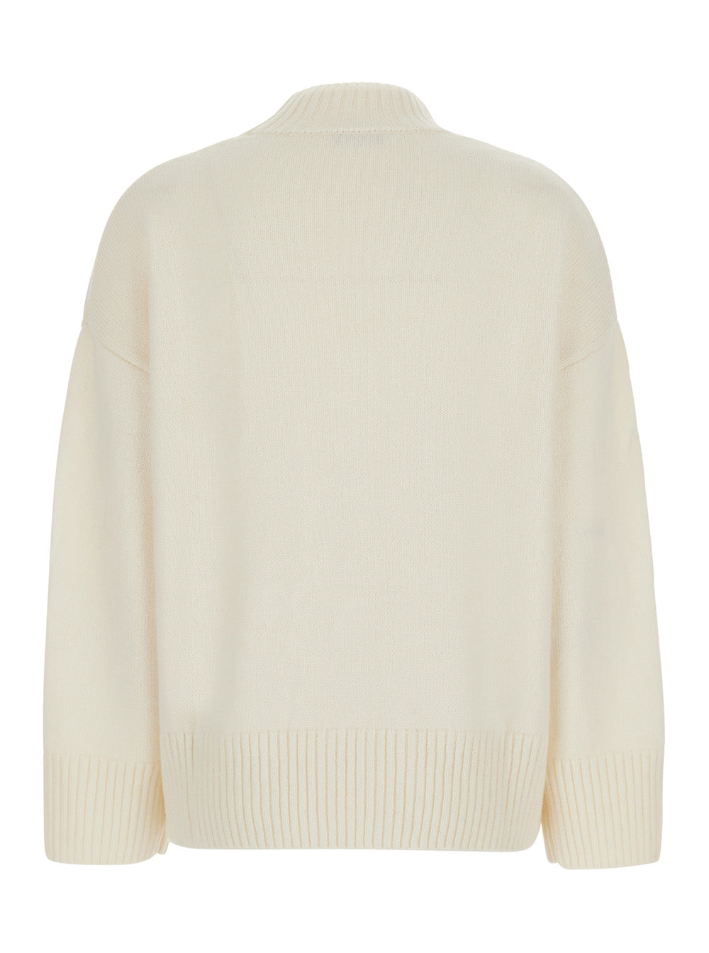 Leplain Women White Sweater With Mock Neck And Dropped Shoulders In Cashmere For Women LEPLAIN