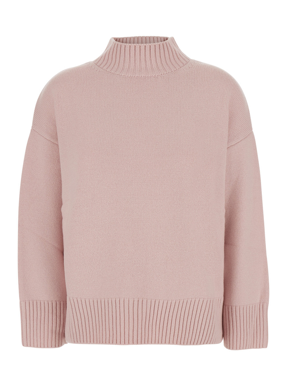 Leplain Women Pink Sweater With Mock Neck And Dropped Shoulders In Cashmere For Women LEPLAIN