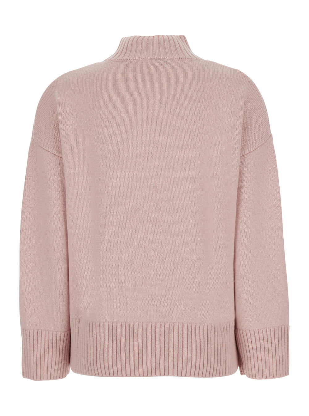 Leplain Women Pink Sweater With Mock Neck And Dropped Shoulders In Cashmere For Women LEPLAIN