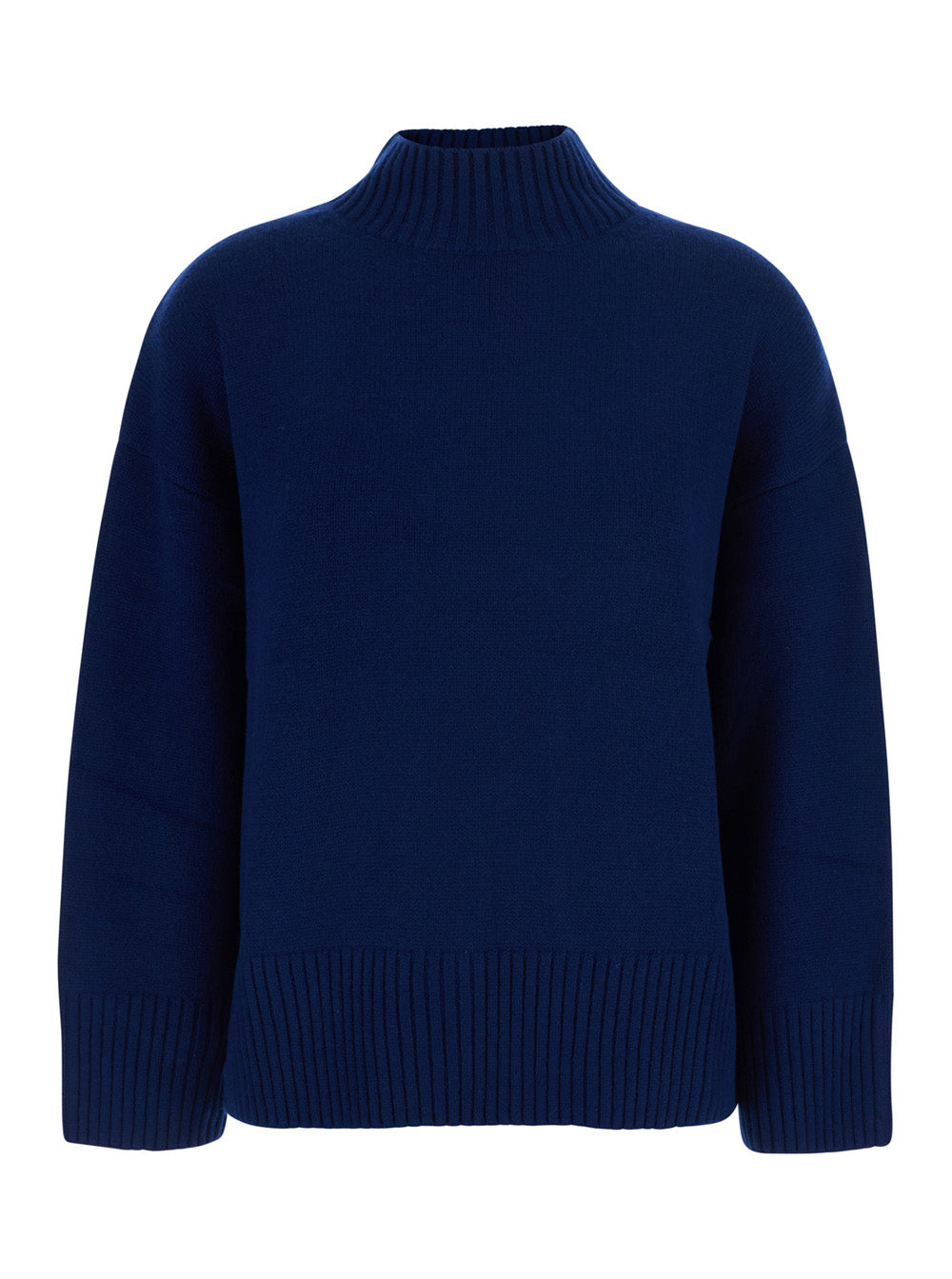 Leplain Women Blue Sweater With Mock Neck And Dropped Shoulders In Cashmere For Women LEPLAIN