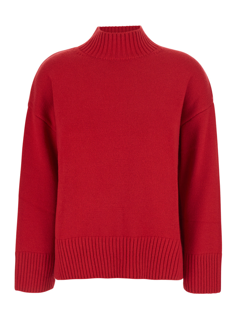 Leplain Women Red Turtleneck Sweater With Dropped Shoulders In Cashmere For Women LEPLAIN