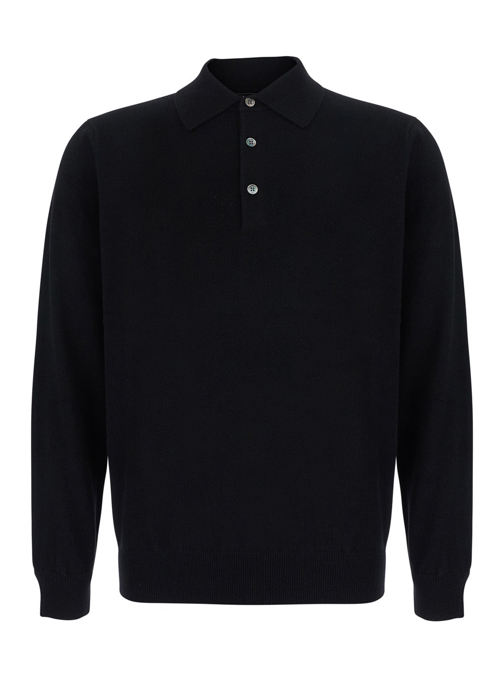 Leplain Men Black Sweater With Polo Style Collar And Long Sleeves In Wool Blend For Men LEPLAIN