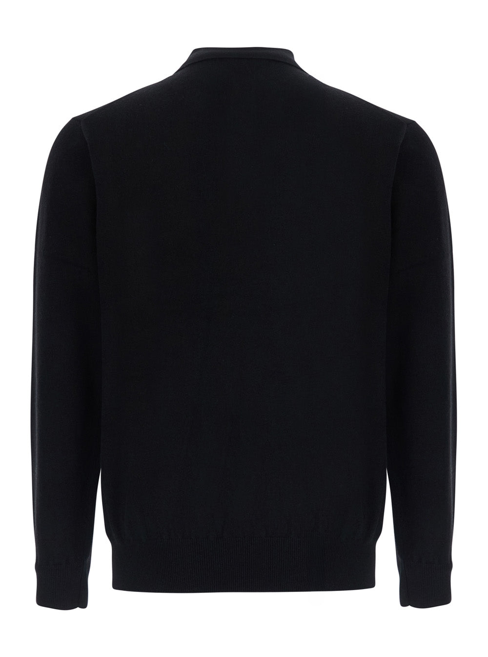Leplain Men Black Sweater With Polo Style Collar And Long Sleeves In Wool Blend For Men LEPLAIN