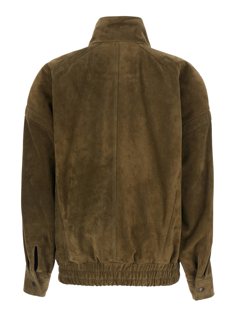 Saint Laurent Women Green Double-Breasted High-Neck Jacket In Suede Women SAINT LAURENT