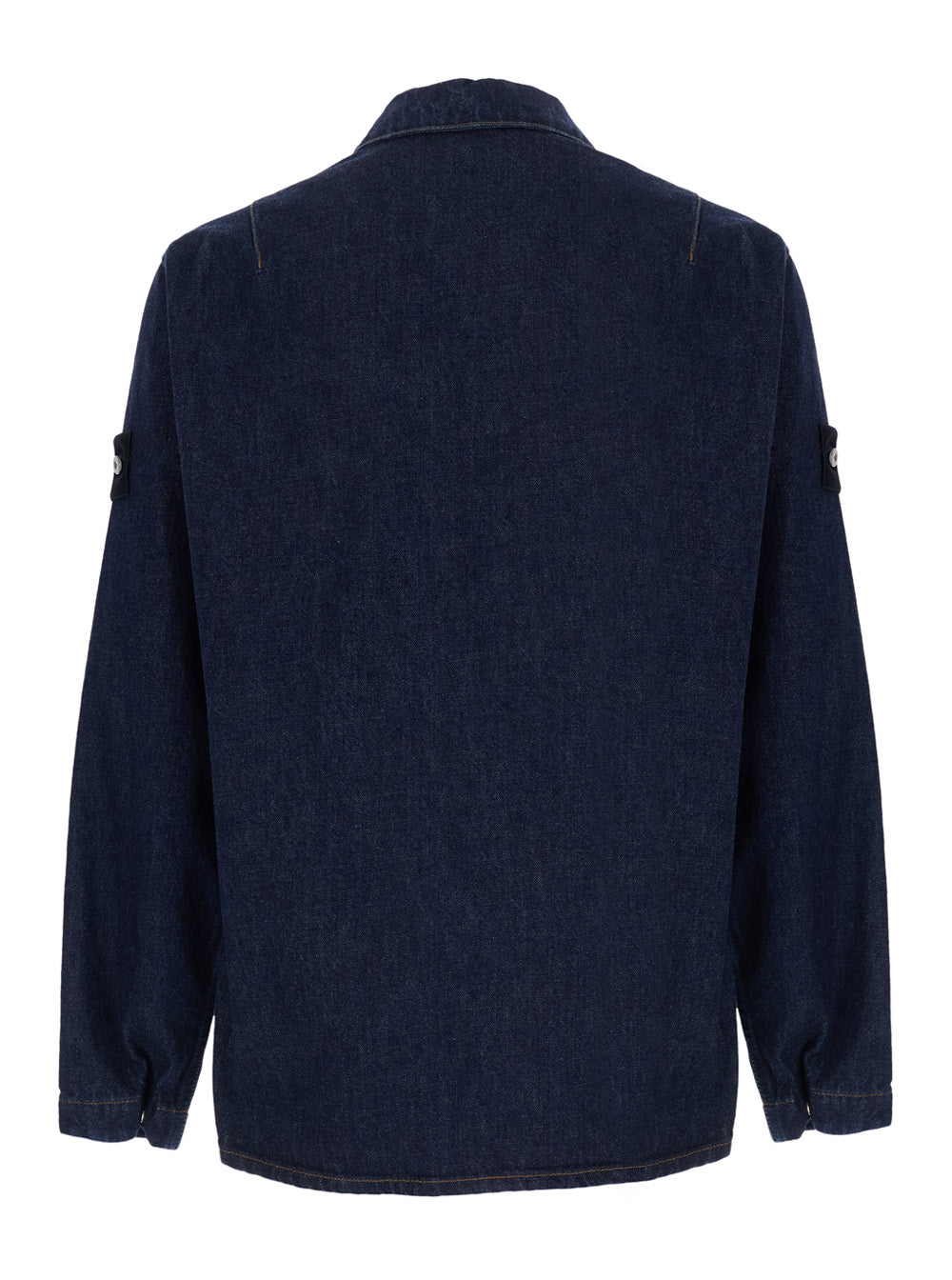 Stone Island Men Denim Shirt With Classic Collar And Long Sleeves, In Cotton, Blue, Men STONE ISLAND
