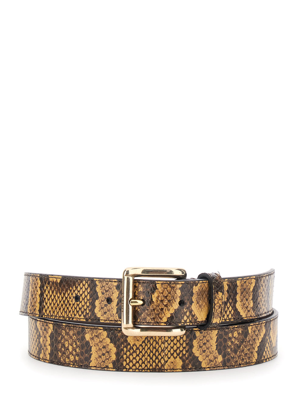 Amiri Men Brown Belt With All-Over Python Print In Leather For Men AMIRI