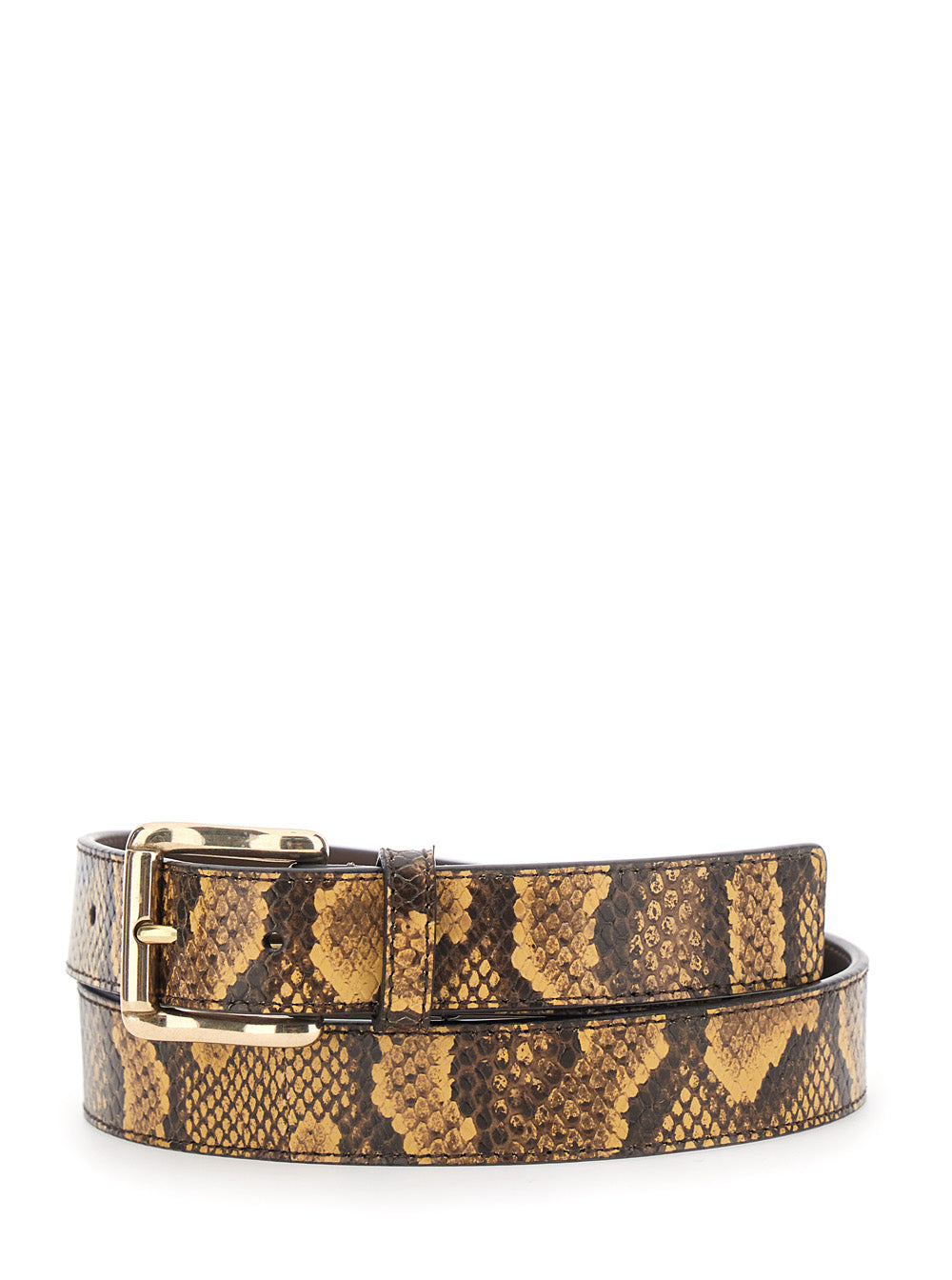 Amiri Men Brown Belt With All-Over Python Print In Leather For Men AMIRI