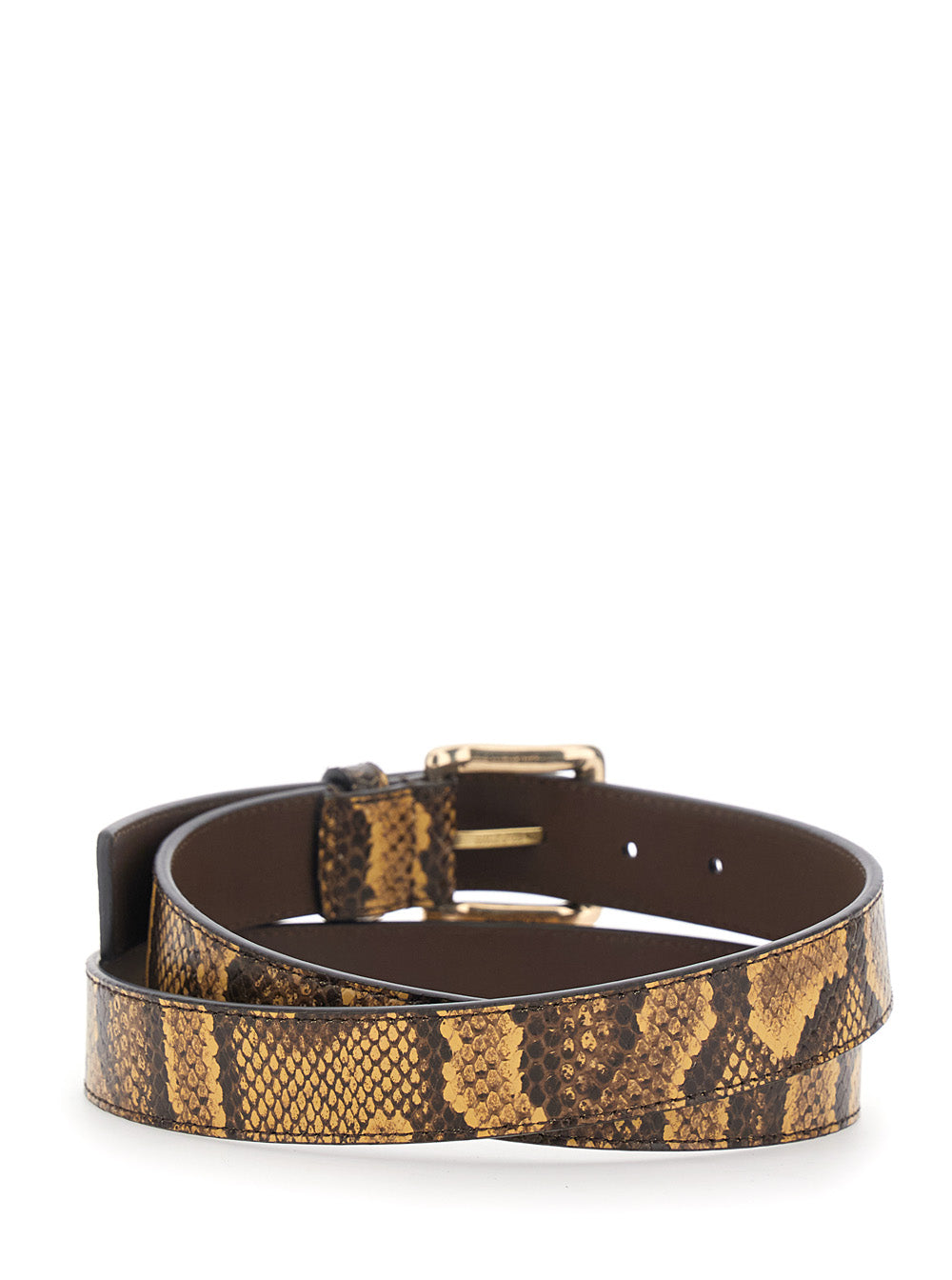 Amiri Men Brown Belt With All-Over Python Print In Leather For Men AMIRI