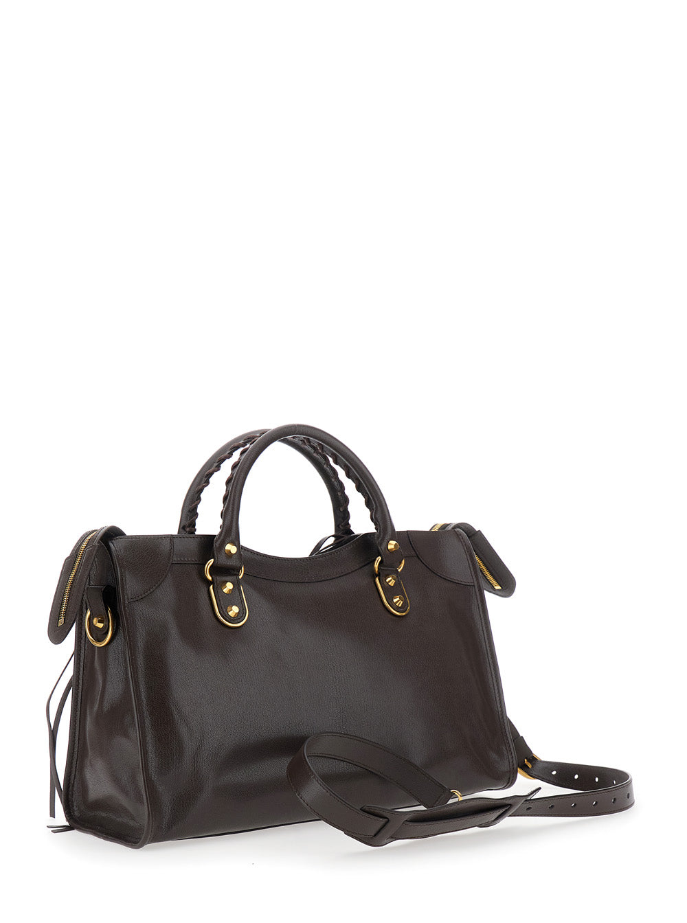 Balenciaga Women ' Le City Uptown' Brown Handbag With Adjustable And Detachable Shoulder Strap And Detachable Mirror In Leather For Women BALENCIAGA