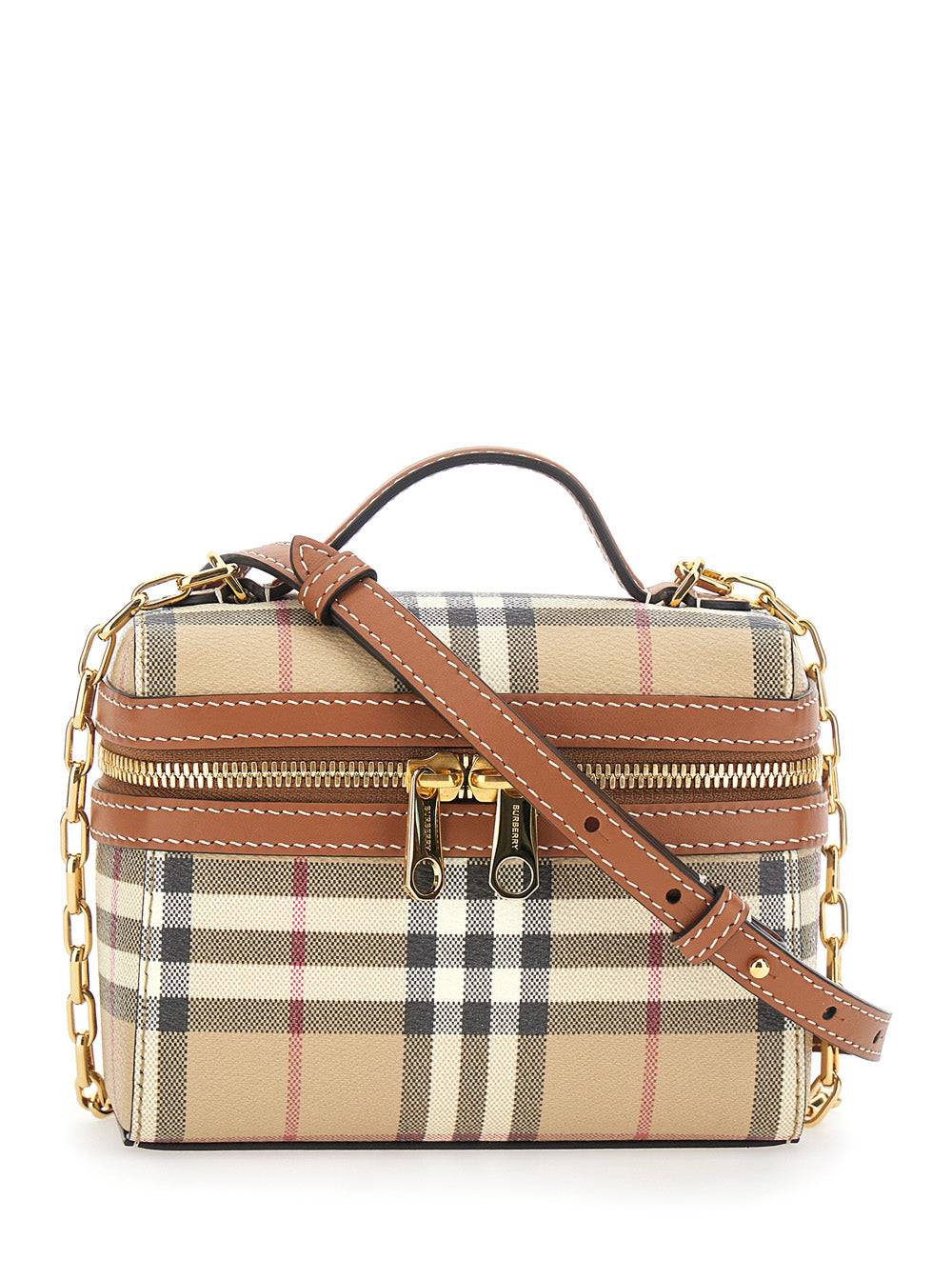 Burberry Women Beige Crossbody Bag With Adjustable And Removable Shoulder Strap And Check All-Over Motif In Fabric For Women BURBERRY