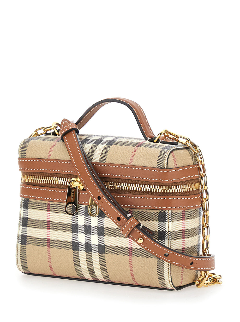 Burberry Women Beige Crossbody Bag With Adjustable And Removable Shoulder Strap And Check All-Over Motif In Fabric For Women BURBERRY