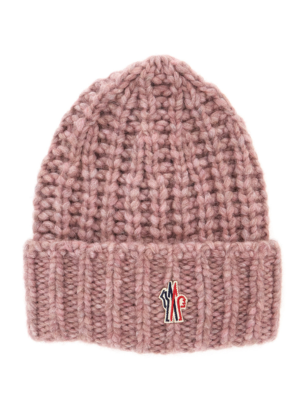 Moncler Grenoble Women Pink Beanie With Front Logo Patch On The Front And Knit Design In Wool Blend For Women MONCLER GRENOBLE