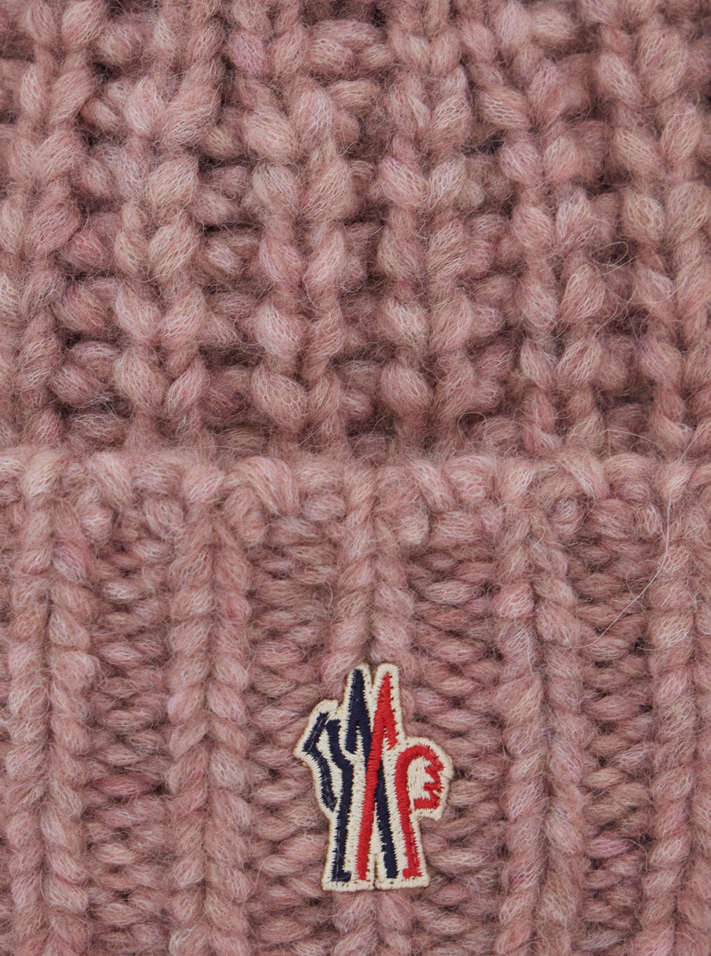 Moncler Grenoble Women Pink Beanie With Front Logo Patch On The Front And Knit Design In Wool Blend For Women MONCLER GRENOBLE