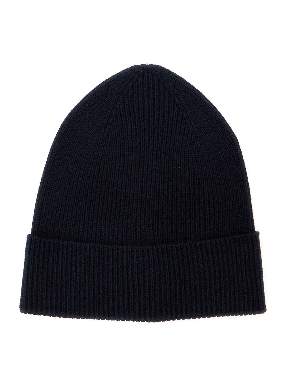 Moncler Men Blue Beanie With Ribbed Trim And Logo Patch On The Front In Wool Blend For Men MONCLER