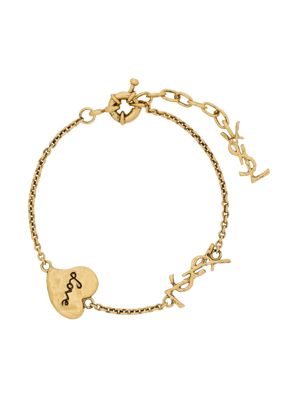 Saint Laurent Women Gold-Tone Bracelet With Heart And Cassandre Charms And Chain Design In Brass For Women SAINT LAURENT