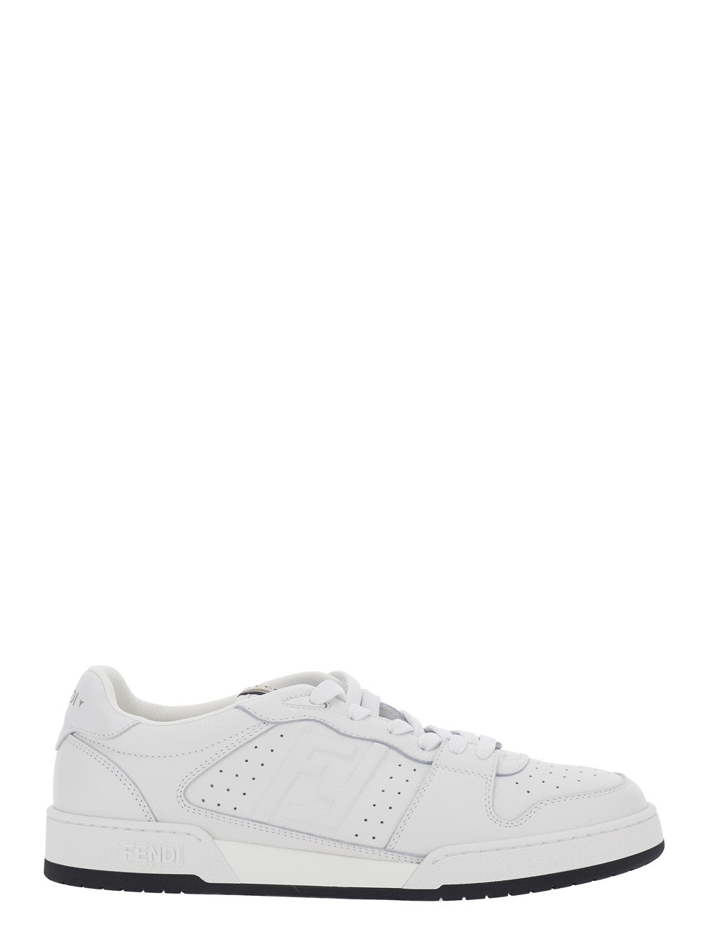 Fendi Men 'Match' White Sneaker With Patch Logo On The Tongue And Lateral Ff Logo In Suede For Men FENDI
