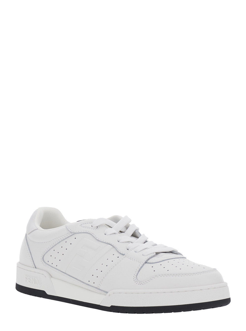 Fendi Men 'Match' White Sneaker With Patch Logo On The Tongue And Lateral Ff Logo In Suede For Men FENDI