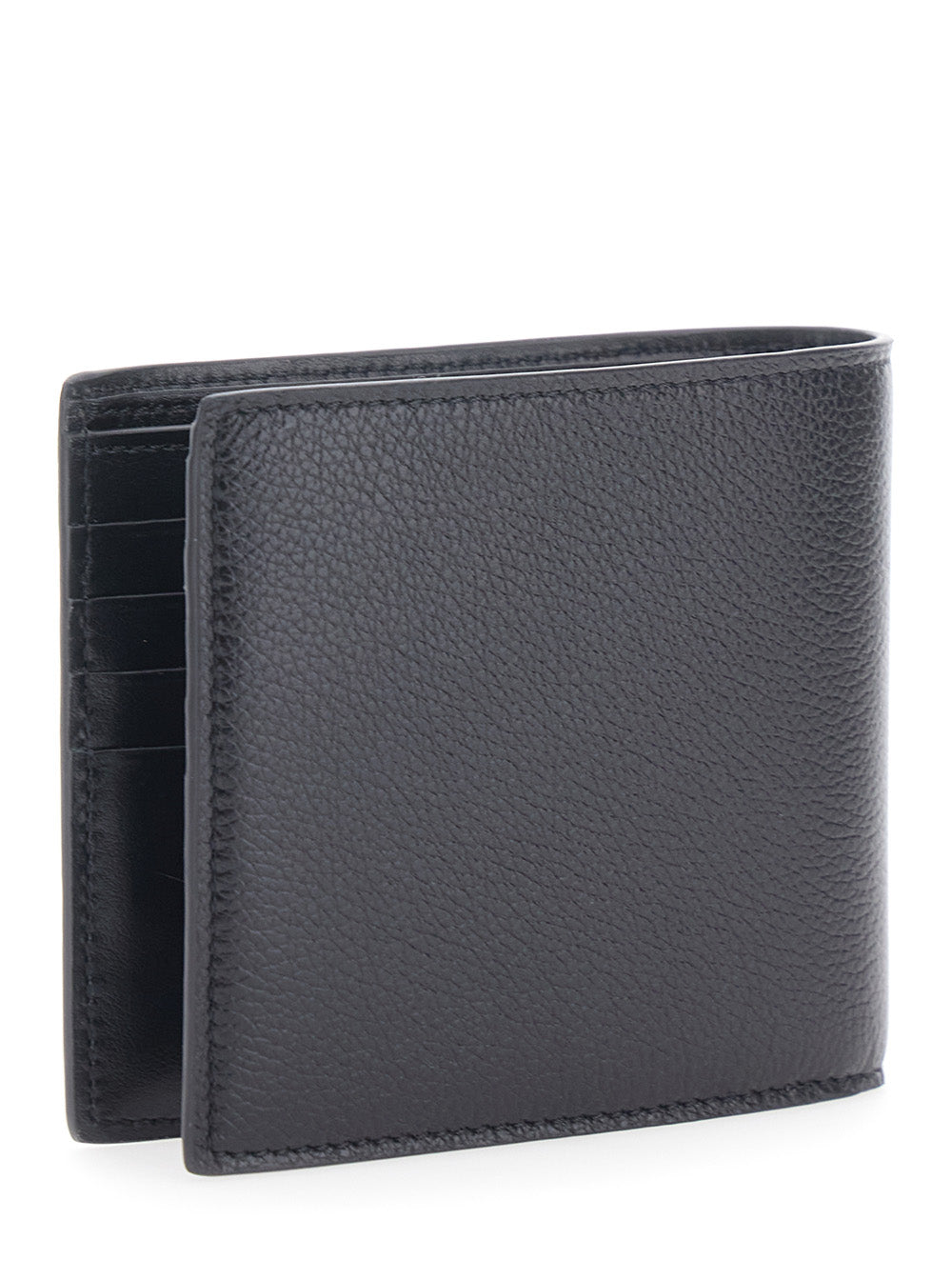 Fendi Men Black Bi-Fold Wallet With Ff Logo Plaque In Leather Men FENDI